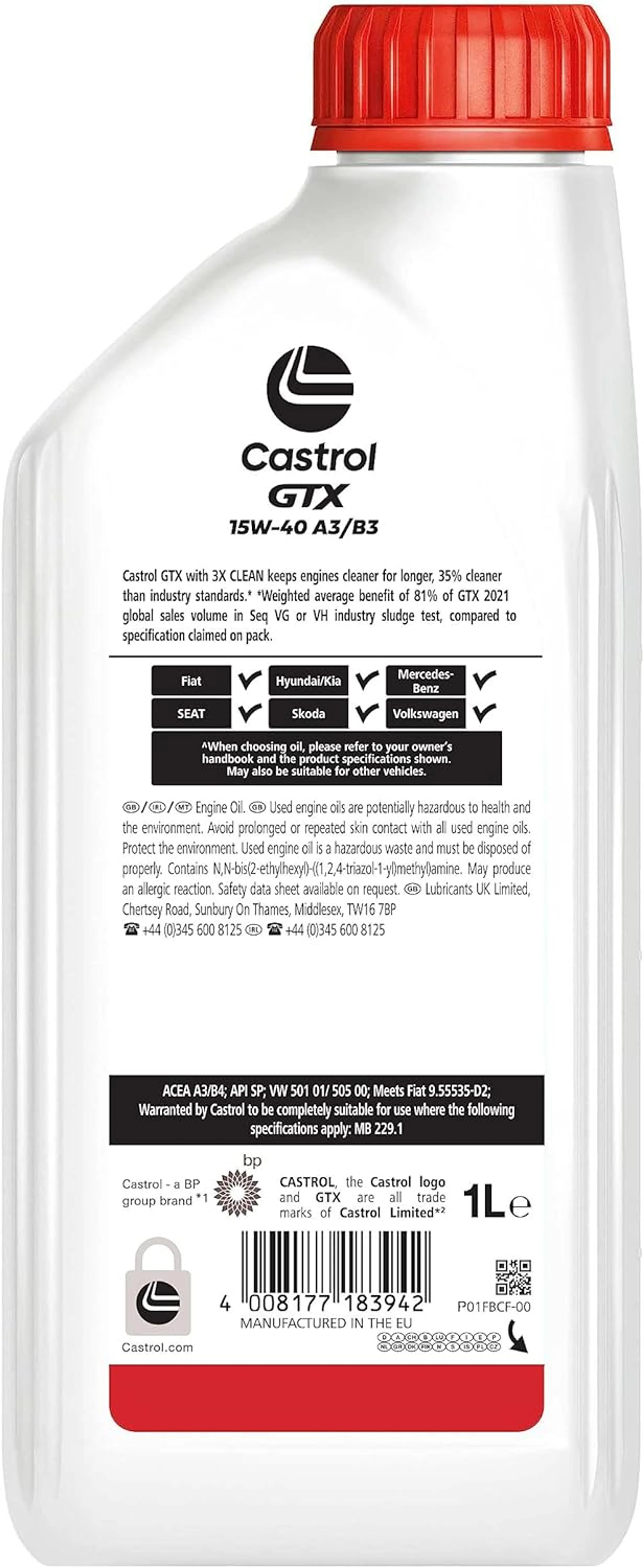 CASTROL GTX 15W-40 A3/B3 1L