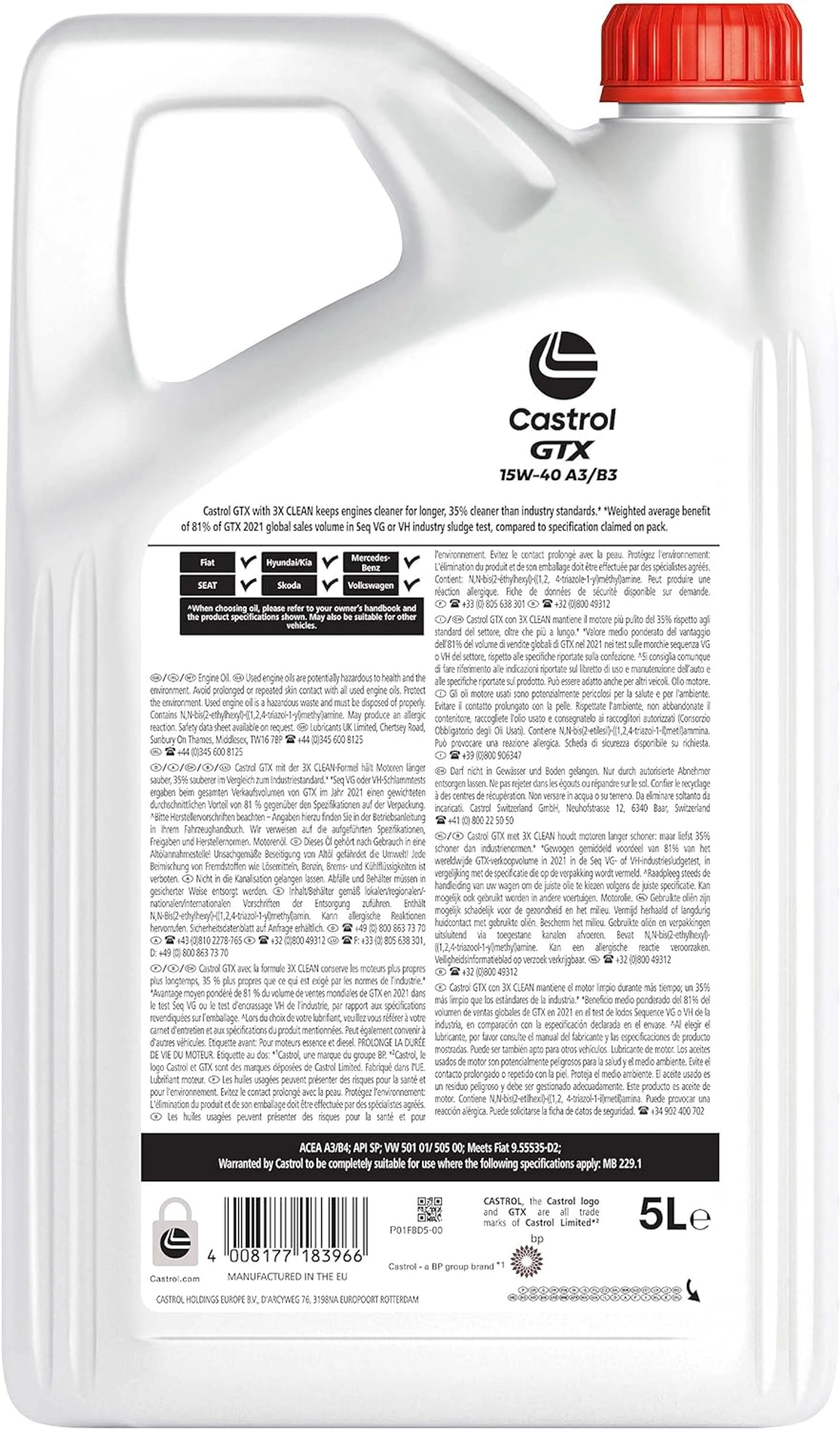 CASTROL GTX 15W-40 A3/B3 5L