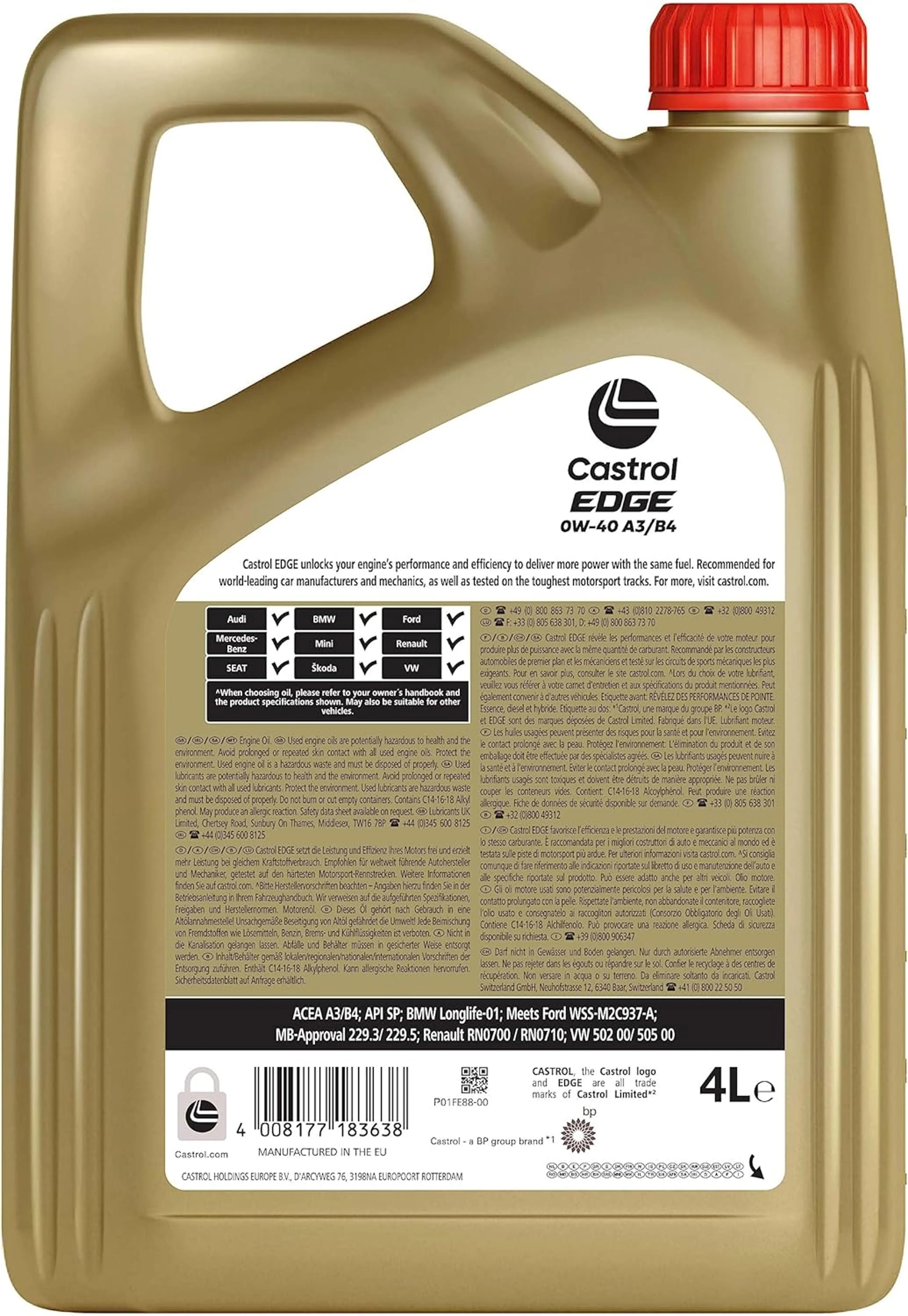 CASTROL EDGE 0W-40 A3/B4 4L