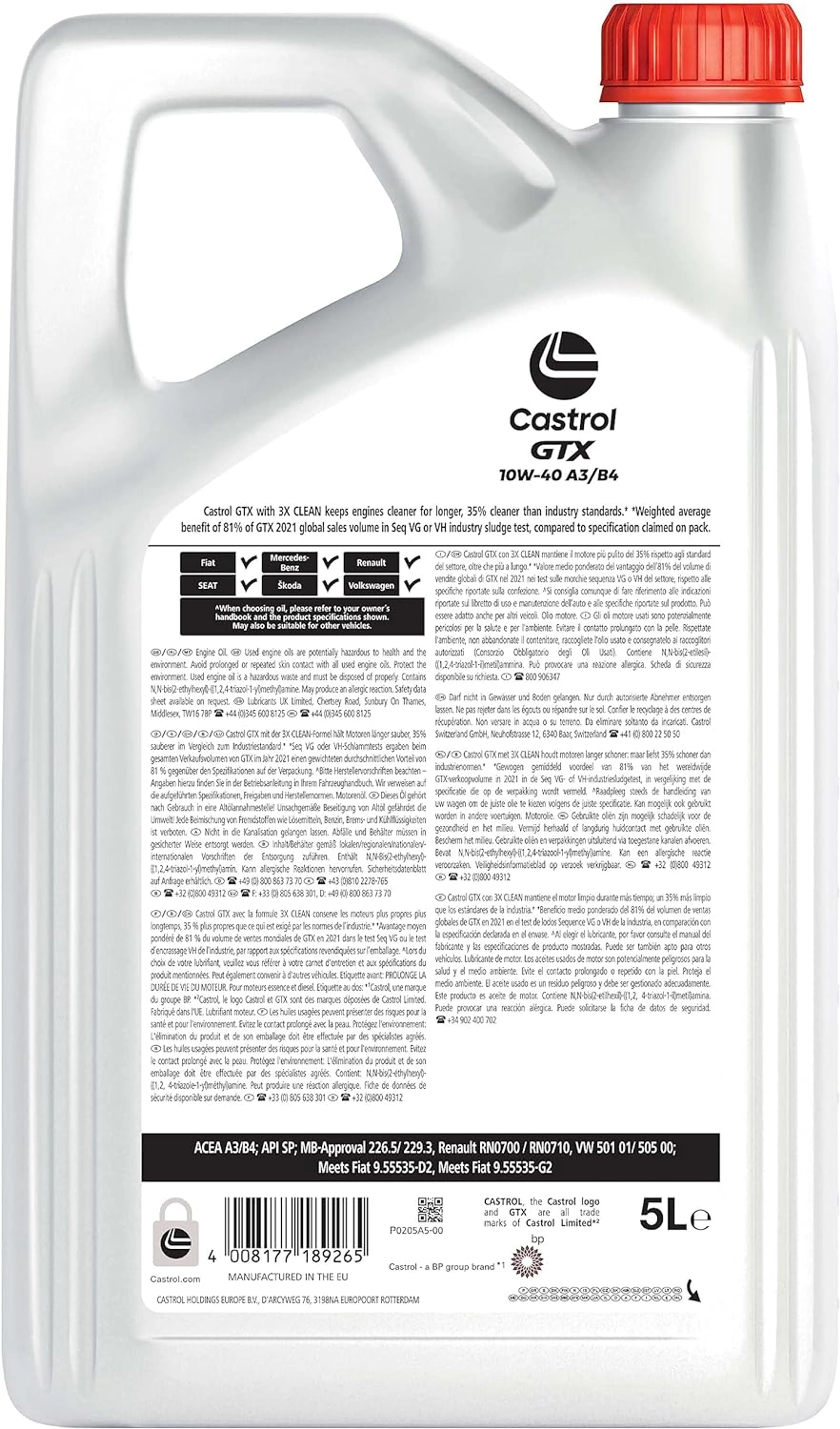 CASTROL GTX 10W-40 A3/B4 5L