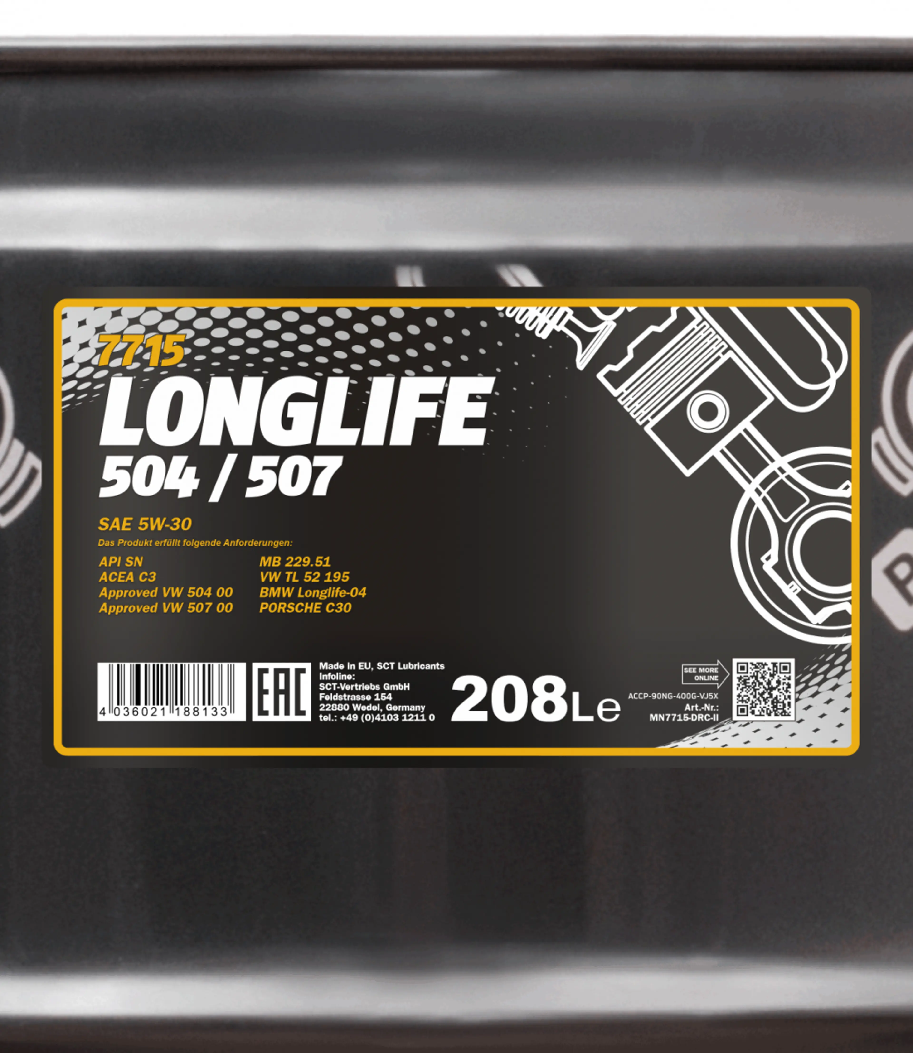 MANNOL LONGLIFE 504/507 5W-30 208L