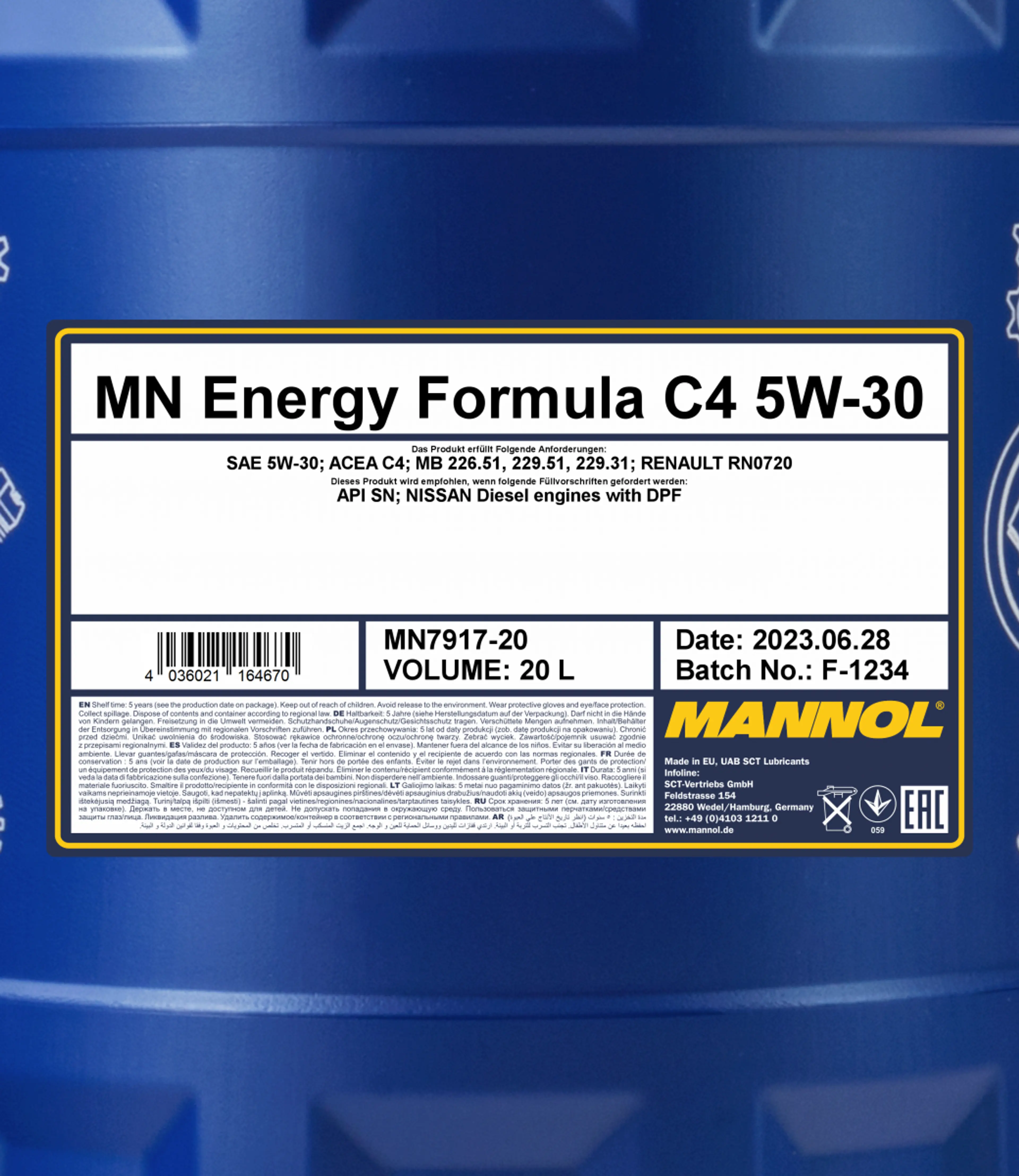 MANNOL ENERGY FORMULA C4 5W-30 20L