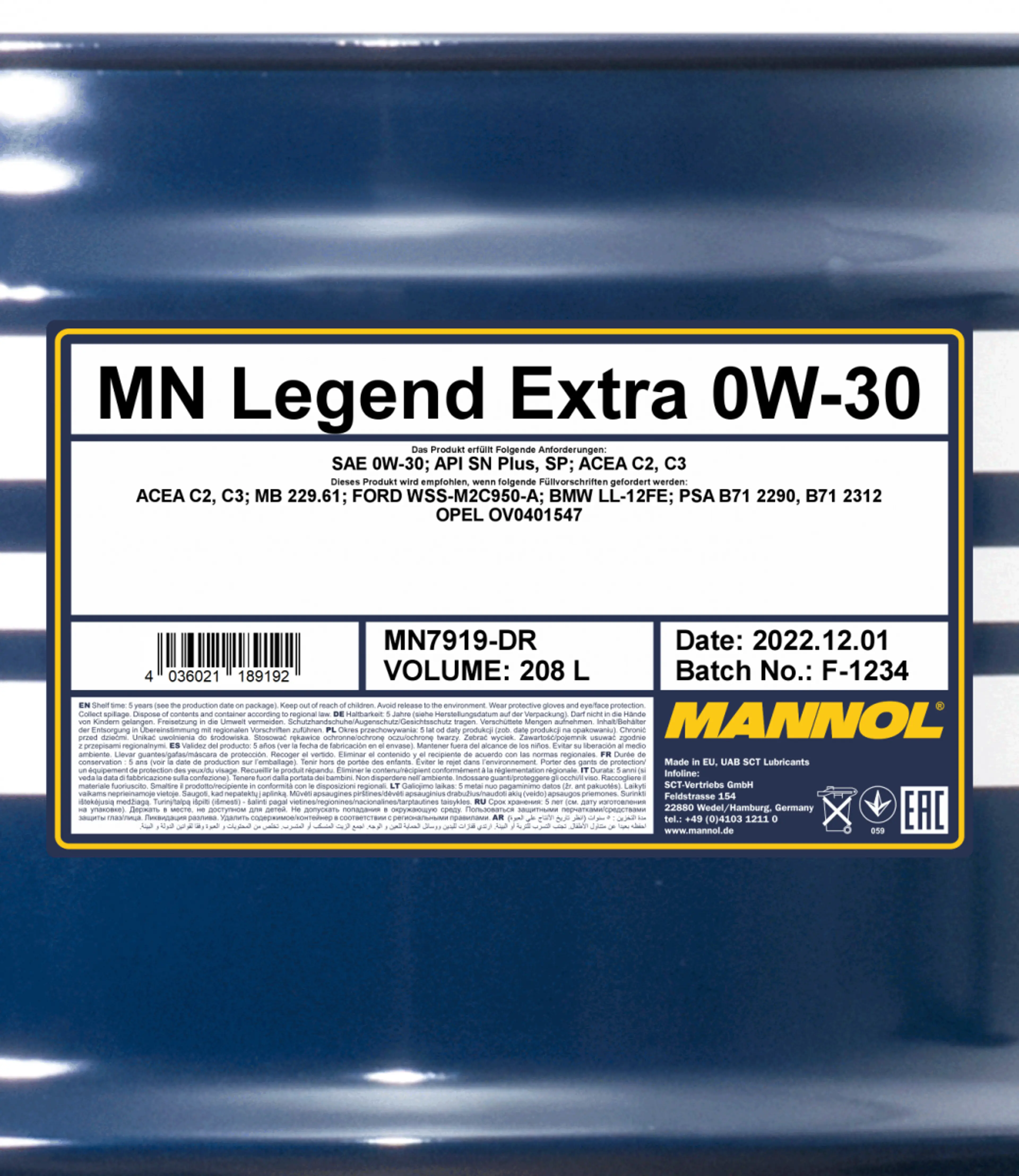 MANNOL LEGEND EXTRA 0W-30 208L