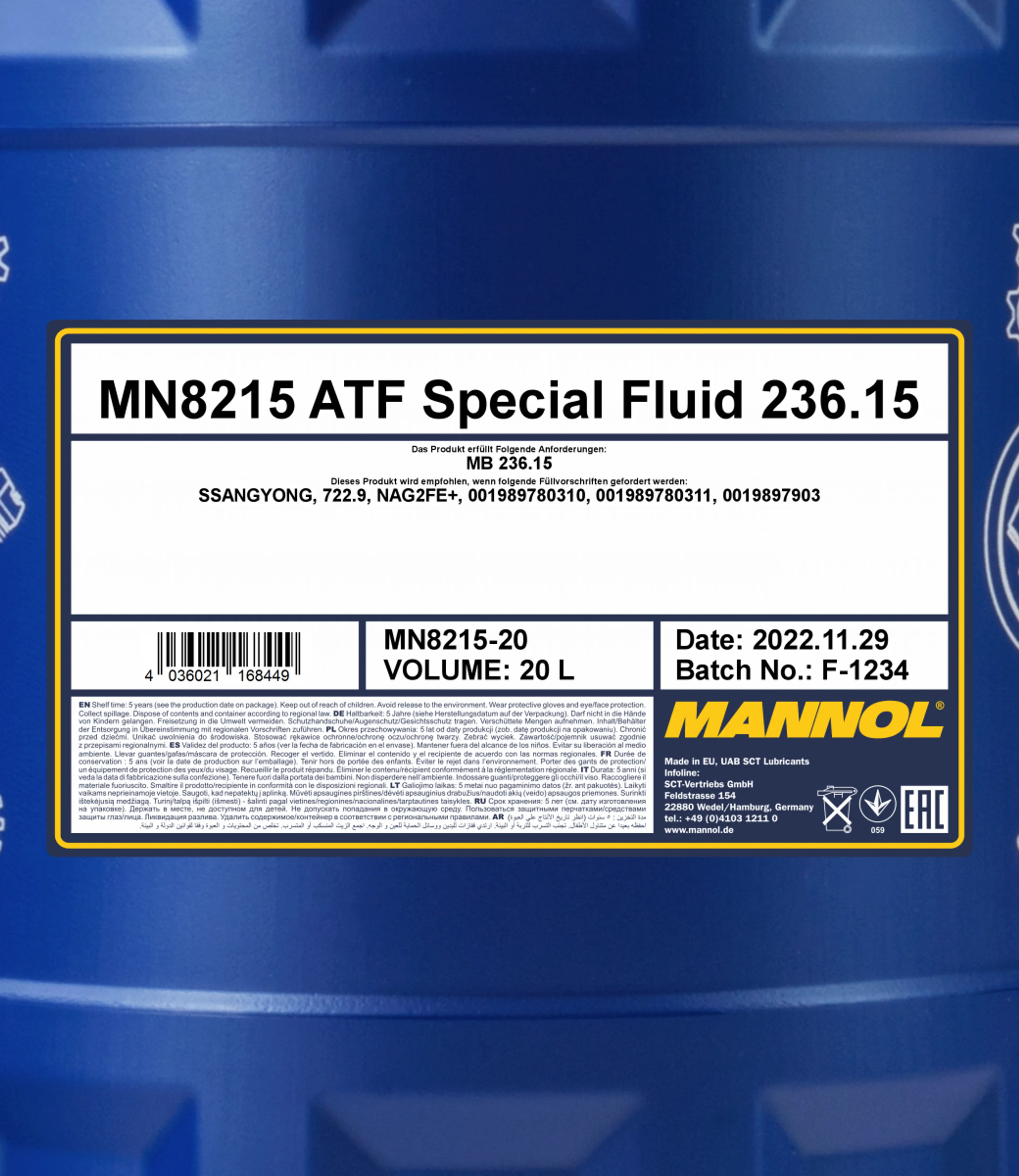 MANNOL ATF SPECIAL FLUID 236.15 20L